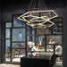BAMDECOR AD2582/4 Modern LED Chandelier, Hexagonal Rings Ceiling Lighting Contemporary Chandeliers (4 Rings - Gold) - Amazingooh Wholesale