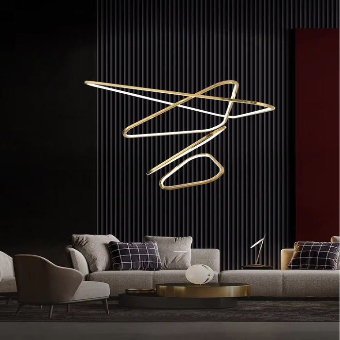 BAMDECOR AD2583 Modern Triangular LED Chandelier (Four Rings - Gold/Black) - Amazingooh Wholesale
