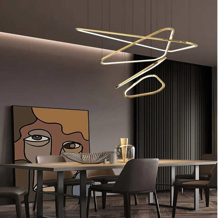 BAMDECOR AD2583 Modern Triangular LED Chandelier (Four Rings - Gold/Black) - Amazingooh Wholesale