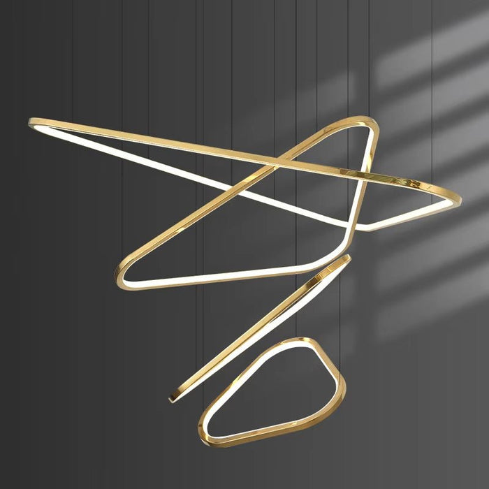 BAMDECOR AD2583 Modern Triangular LED Chandelier (Four Rings - Gold/Black) - Amazingooh Wholesale