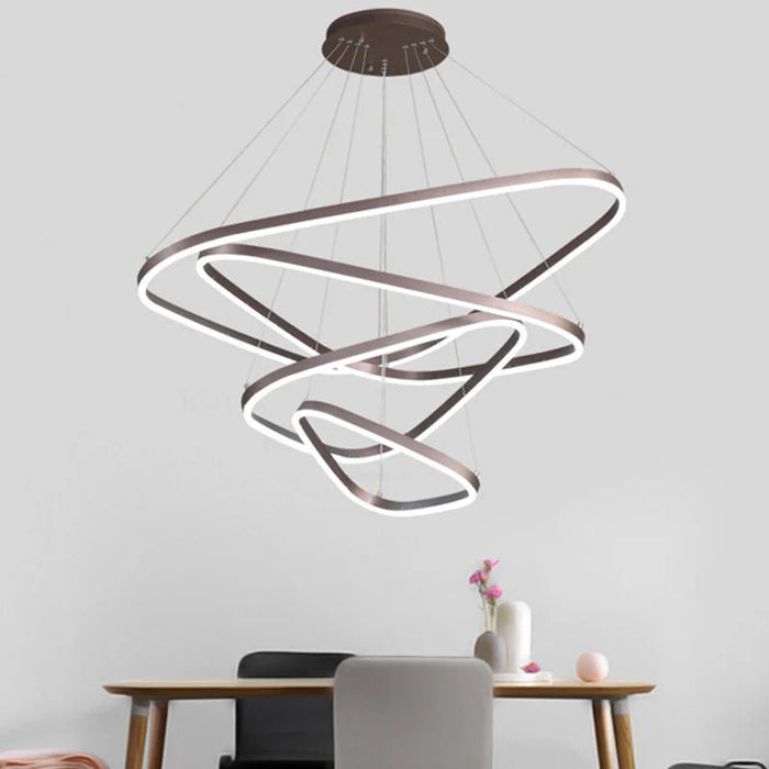 BAMDECOR AD2583 Modern Triangular LED Chandelier (Four Rings - Gold/Black) - Amazingooh Wholesale