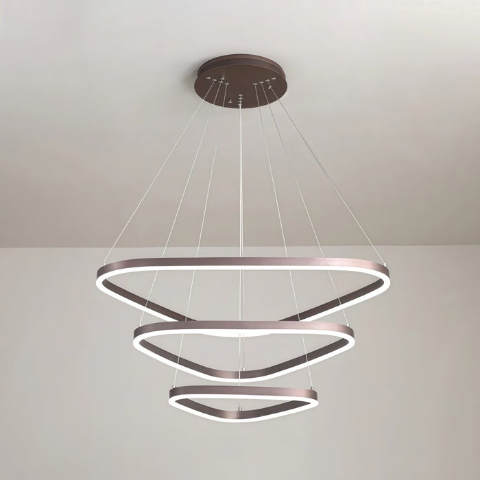BAMDECOR AD2583 Modern Triangular LED Chandelier (Three Rings - Gold/Black) - Amazingooh Wholesale