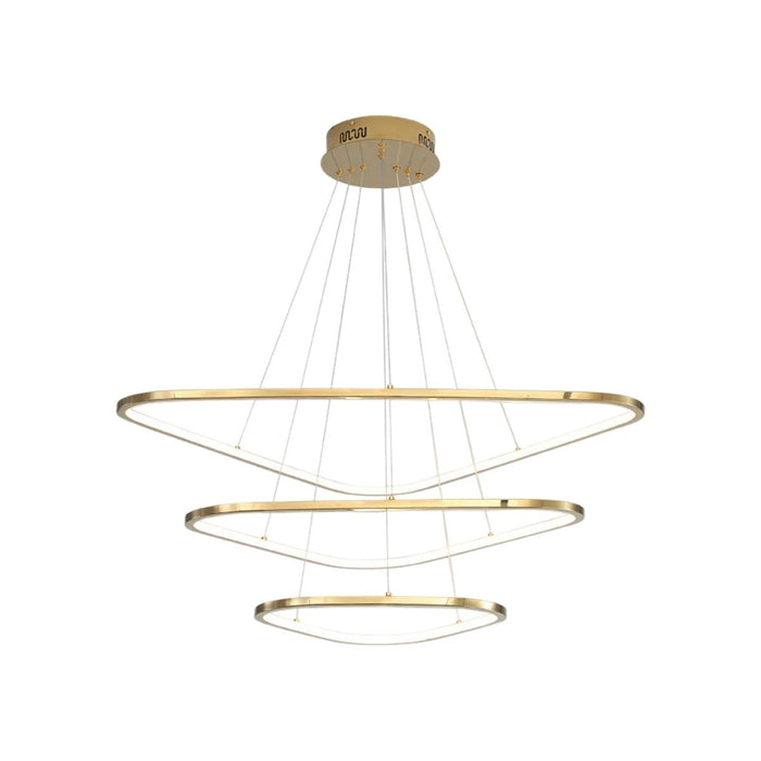 BAMDECOR AD2583 Modern Triangular LED Chandelier (Three Rings - Gold/Black) - Amazingooh Wholesale