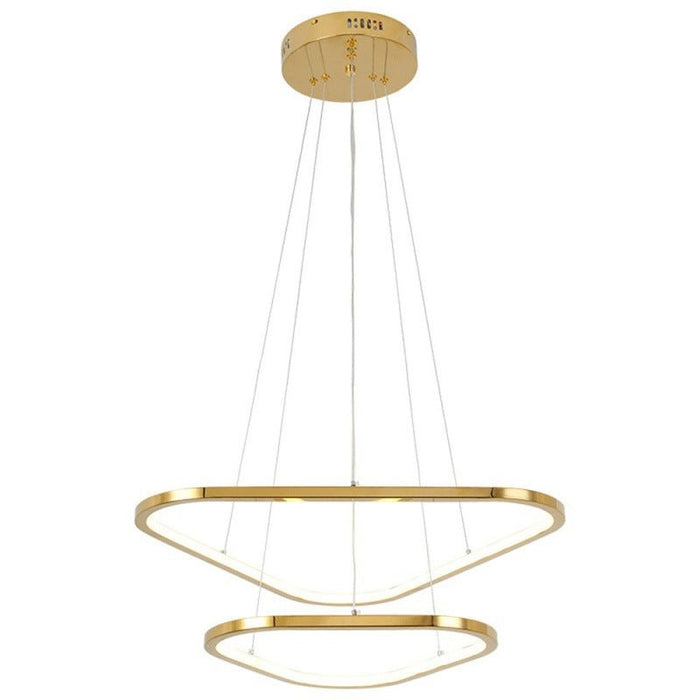 BAMDECOR AD2583 Modern Triangular LED Chandelier (Two Rings - Gold/Black) - Amazingooh Wholesale