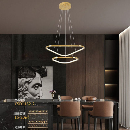 BAMDECOR AD2583 Modern Triangular LED Chandelier (Two Rings - Gold/Black) - Amazingooh Wholesale