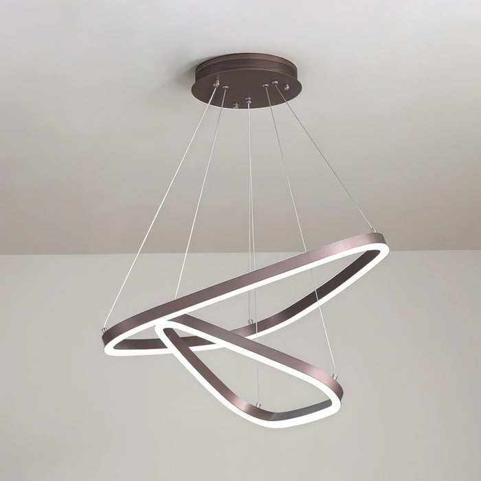 BAMDECOR AD2583 Modern Triangular LED Chandelier (Two Rings - Gold/Black) - Amazingooh Wholesale