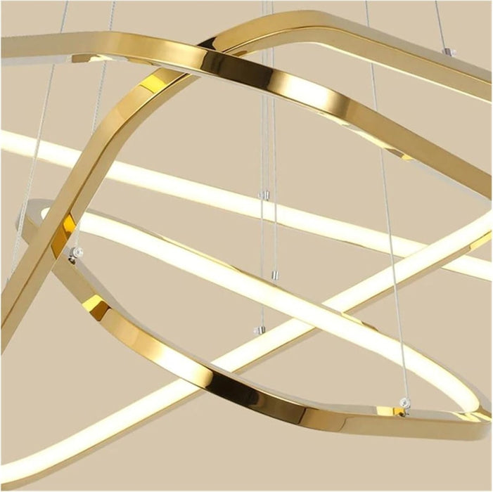 BAMDECOR AD2583 Modern Triangular LED Chandelier (Two Rings - Gold/Black) - Amazingooh Wholesale