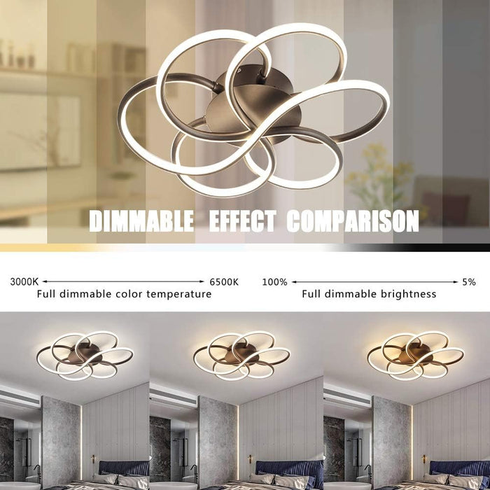 BAMDECOR AD2585 Black Creative Flower Shape Design Ceiling Lamp Acrylic Flush Mount Chandelier - Amazingooh Wholesale
