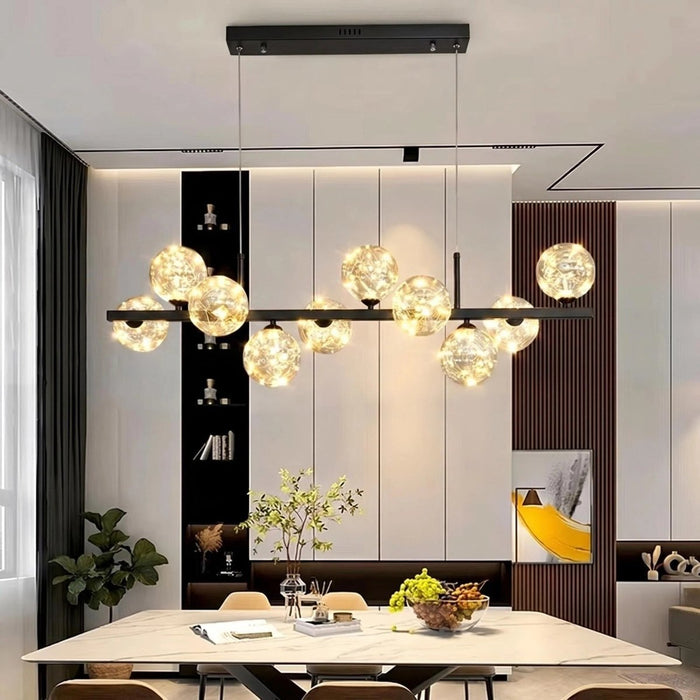 BAMDECOR AD2601 Modern 10 - Light Black Kitchen Island Light with Glass Globe Shade Ceiling Pendant Lights - Amazingooh Wholesale