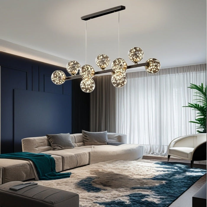 BAMDECOR AD2601 Modern 10 - Light Black Kitchen Island Light with Glass Globe Shade Ceiling Pendant Lights - Amazingooh Wholesale