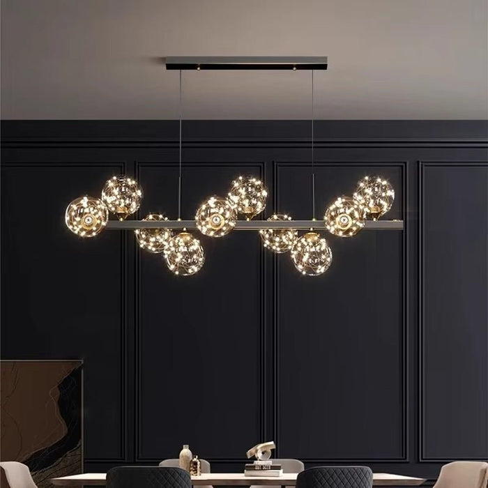 BAMDECOR AD2601 Modern 10 - Light Black Kitchen Island Light with Glass Globe Shade Ceiling Pendant Lights - Amazingooh Wholesale
