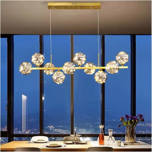 BAMDECOR AD2601 Modern 10 - Light Gold Kitchen Island Light with Glass Globe Shade Ceiling Pendant Lights - Amazingooh Wholesale
