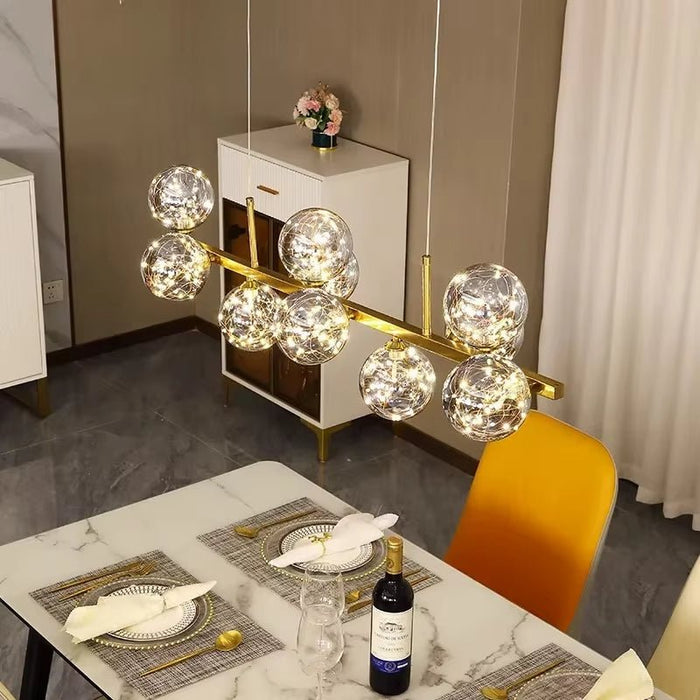 BAMDECOR AD2601 Modern 10 - Light Gold Kitchen Island Light with Glass Globe Shade Ceiling Pendant Lights - Amazingooh Wholesale