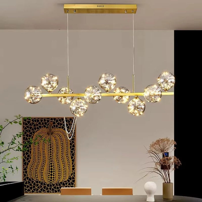 BAMDECOR AD2601 Modern 10 - Light Gold Kitchen Island Light with Glass Globe Shade Ceiling Pendant Lights - Amazingooh Wholesale