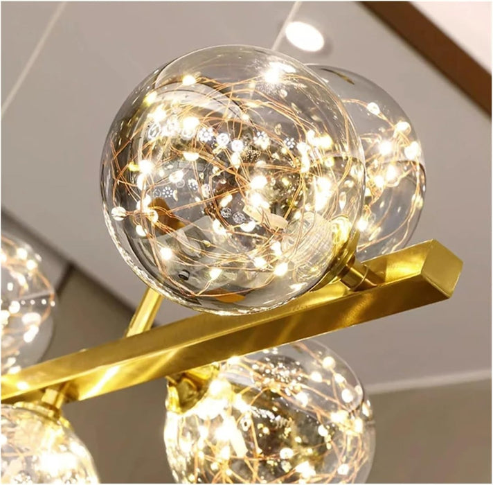 BAMDECOR AD2601 Modern 10 - Light Gold Kitchen Island Light with Glass Globe Shade Ceiling Pendant Lights - Amazingooh Wholesale