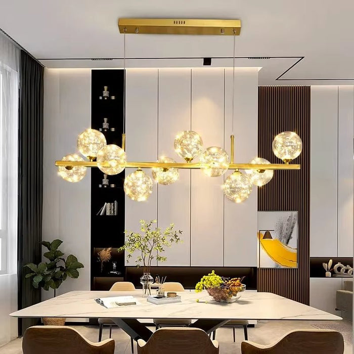 BAMDECOR AD2601 Modern 10 - Light Gold Kitchen Island Light with Glass Globe Shade Ceiling Pendant Lights - Amazingooh Wholesale