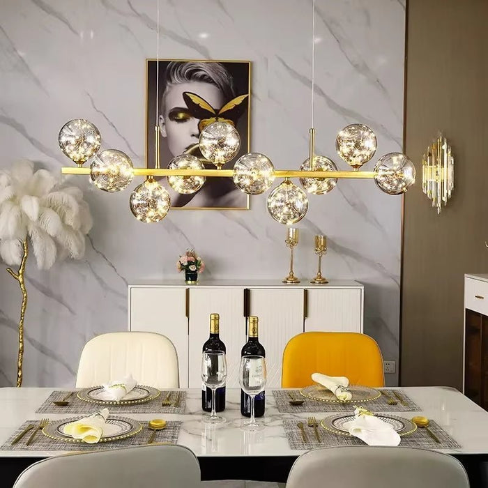 BAMDECOR AD2601 Modern 10 - Light Gold Kitchen Island Light with Glass Globe Shade Ceiling Pendant Lights - Amazingooh Wholesale