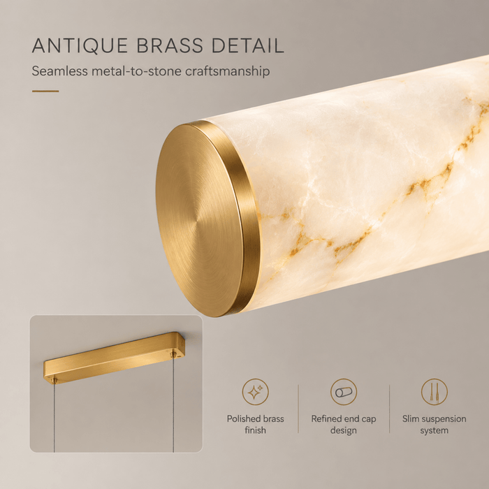 Bamdecor Antique Brass Alabaster Faux Marble Pendant Light 150cm/120cm (Brass Gold) - Amazingooh Wholesale