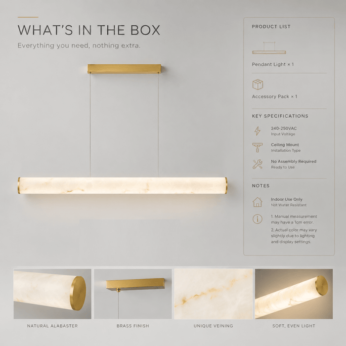 Bamdecor Antique Brass Alabaster Faux Marble Pendant Light 150cm/120cm (Brass Gold) - Amazingooh Wholesale
