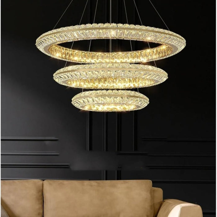 BAMDECOR C3312/3 Crystal Chandelier Living Room Chandelier Crystal Chandelier Room Dining Room lamp New Bedroom Lamps Lighting Villa Light Luxury Post (Size:100+80+60cm) - Amazingooh Wholesale