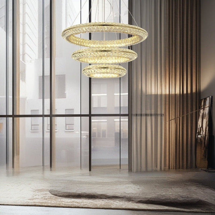 BAMDECOR C3312/3 Crystal Chandelier Living Room Chandelier Crystal Chandelier Room Dining Room lamp New Bedroom Lamps Lighting Villa Light Luxury Post (Size:100+80+60cm) - Amazingooh Wholesale