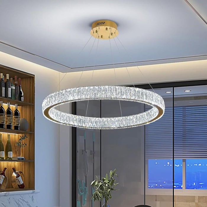 BAMDECOR C3313/1 Modern Crystal Chandeliers Lighting Fixtures Contemporary Round Chandelier Lighting Fixtures Crystal Pendant Ceiling Lights(Gold) - Amazingooh Wholesale