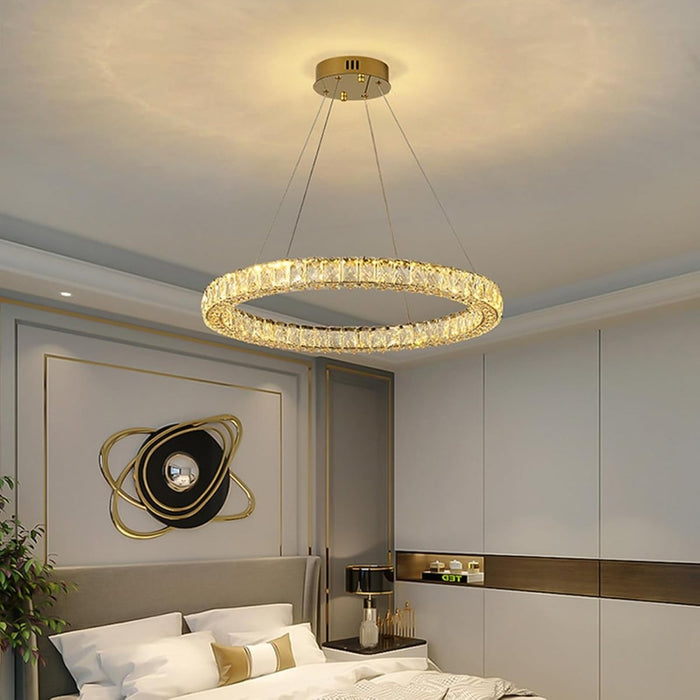 BAMDECOR C3313/1 Modern Crystal Chandeliers Lighting Fixtures Contemporary Round Chandelier Lighting Fixtures Crystal Pendant Ceiling Lights(Gold) - Amazingooh Wholesale