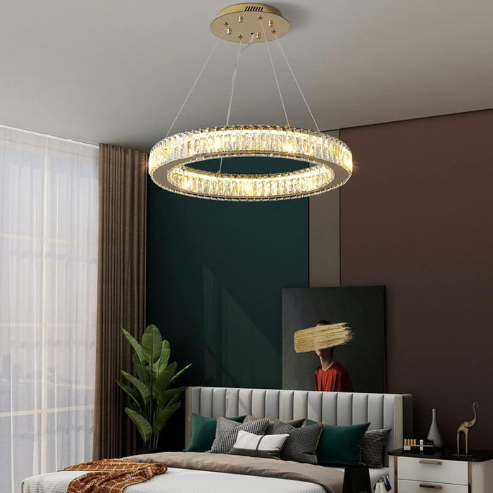 BAMDECOR C3313/1 Modern Crystal Chandeliers Lighting Fixtures Contemporary Round Chandelier Lighting Fixtures Crystal Pendant Ceiling Lights(Gold) - Amazingooh Wholesale