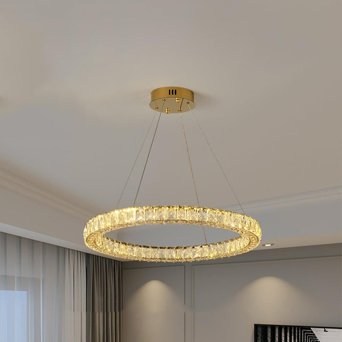BAMDECOR C3313/1 Modern Crystal Chandeliers Lighting Fixtures Contemporary Round Chandelier Lighting Fixtures Crystal Pendant Ceiling Lights(Gold) - Amazingooh Wholesale