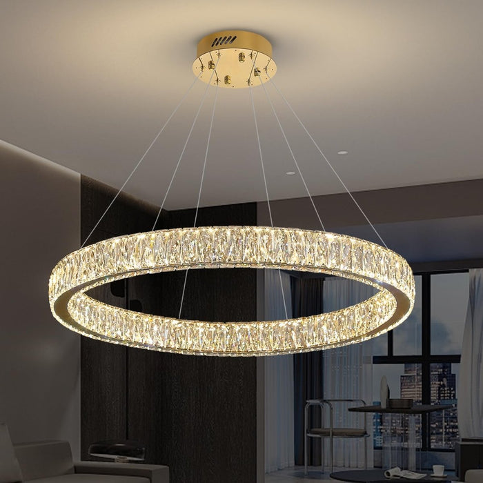 BAMDECOR C3313/1 Modern Crystal Chandeliers Lighting Fixtures Contemporary Round Chandelier Lighting Fixtures Crystal Pendant Ceiling Lights(Gold) - Amazingooh Wholesale