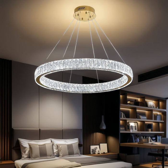 BAMDECOR C3313/1 Modern Crystal Chandeliers Lighting Fixtures Contemporary Round Chandelier Lighting Fixtures Crystal Pendant Ceiling Lights(Gold) - Amazingooh Wholesale