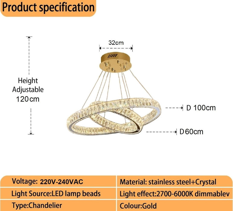 BAMDECOR C3313/2 Modern Crystal Chandeliers Lighting Fixtures Contemporary Round Chandelier Lighting Fixtures Crystal Pendant Ceiling Lights(Gold) - Amazingooh Wholesale