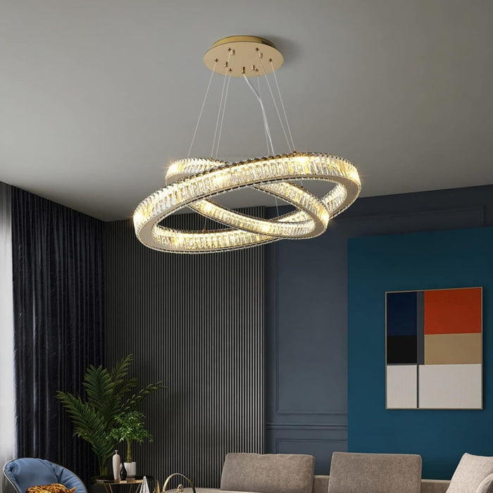 BAMDECOR C3313/2 Modern Crystal Chandeliers Lighting Fixtures Contemporary Round Chandelier Lighting Fixtures Crystal Pendant Ceiling Lights(Gold) - Amazingooh Wholesale
