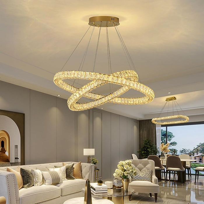 BAMDECOR C3313/2 Modern Crystal Chandeliers Lighting Fixtures Contemporary Round Chandelier Lighting Fixtures Crystal Pendant Ceiling Lights(Gold) - Amazingooh Wholesale