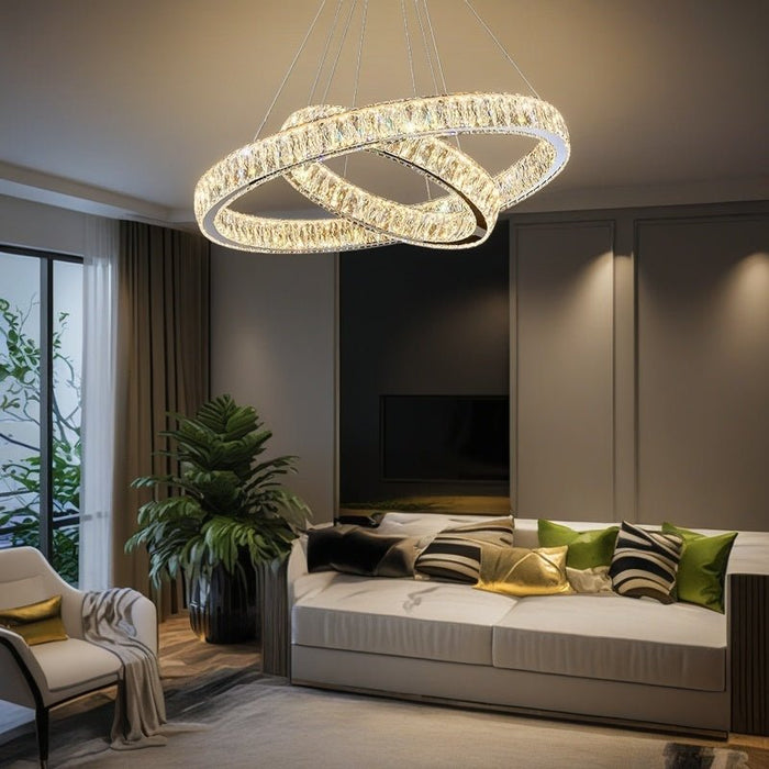 BAMDECOR C3313/2 Modern Crystal Chandeliers Lighting Fixtures Contemporary Round Chandelier Lighting Fixtures Crystal Pendant Ceiling Lights(Gold) - Amazingooh Wholesale