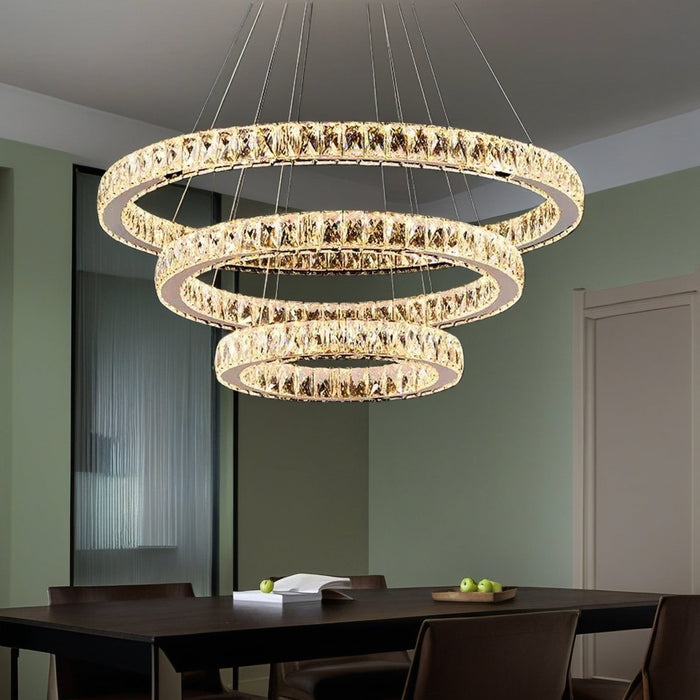 BAMDECOR C3313/3 Modern Crystal Chandeliers Lighting Fixtures Contemporary Round Chandelier Lighting Fixtures Crystal Pendant Ceiling Lights(Gold) - Amazingooh Wholesale