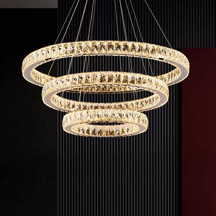BAMDECOR C3313/3 Modern Crystal Chandeliers Lighting Fixtures Contemporary Round Chandelier Lighting Fixtures Crystal Pendant Ceiling Lights(Gold) - Amazingooh Wholesale