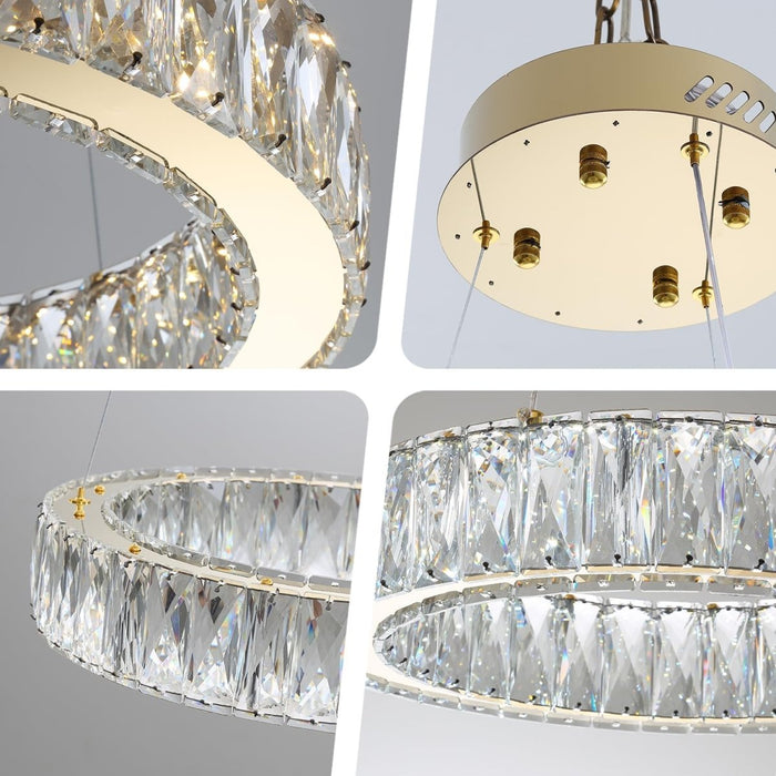 BAMDECOR C3313/3 Modern Crystal Chandeliers Lighting Fixtures Contemporary Round Chandelier Lighting Fixtures Crystal Pendant Ceiling Lights(Gold) - Amazingooh Wholesale