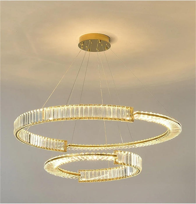 BAMDECOR C3318/2 Modern Crystal Chandeliers Lighting Fixtures Contemporary Round Chandelier Lighting Fixtures Crystal Pendant Ceiling Lights(Gold) - Amazingooh Wholesale