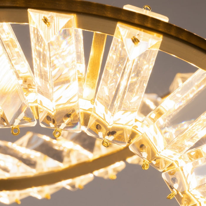 BAMDECOR C3318/2 Modern Crystal Chandeliers Lighting Fixtures Contemporary Round Chandelier Lighting Fixtures Crystal Pendant Ceiling Lights(Gold) - Amazingooh Wholesale