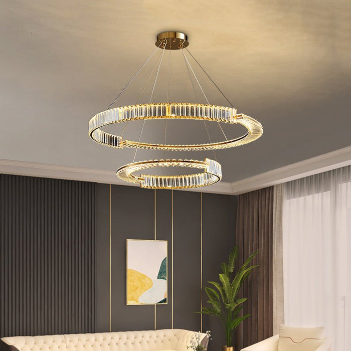 BAMDECOR C3318/2 Modern Crystal Chandeliers Lighting Fixtures Contemporary Round Chandelier Lighting Fixtures Crystal Pendant Ceiling Lights(Gold) - Amazingooh Wholesale