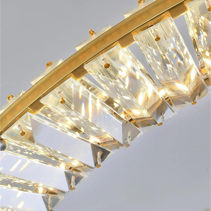 BAMDECOR C3318/2 Modern Crystal Chandeliers Lighting Fixtures Contemporary Round Chandelier Lighting Fixtures Crystal Pendant Ceiling Lights(Gold) - Amazingooh Wholesale