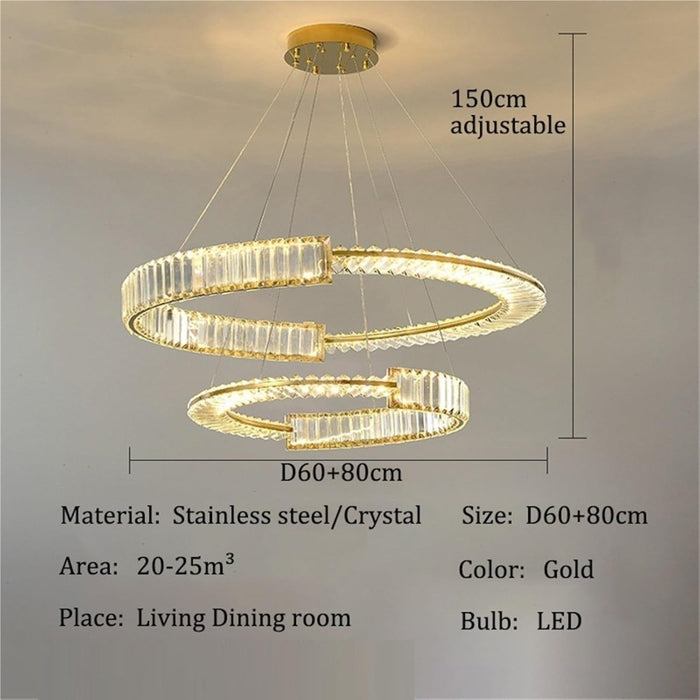 BAMDECOR C3318/2 Modern Crystal Chandeliers Lighting Fixtures Contemporary Round Chandelier Lighting Fixtures Crystal Pendant Ceiling Lights(Gold) - Amazingooh Wholesale