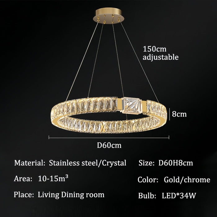 BAMDECOR C3319 Modern Crystal Chandeliers Lighting Fixtures Contemporary Round Chandelier Lighting Fixtures Crystal Pendant Ceiling Lights(Gold - 60cm) - Amazingooh Wholesale
