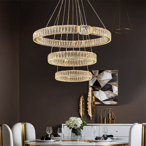 BAMDECOR C3319 Modern Crystal Chandeliers Lighting Fixtures Contemporary Round Chandelier Lighting Fixtures Crystal Pendant Ceiling Lights(Gold - 80+60+40cm) - Amazingooh Wholesale