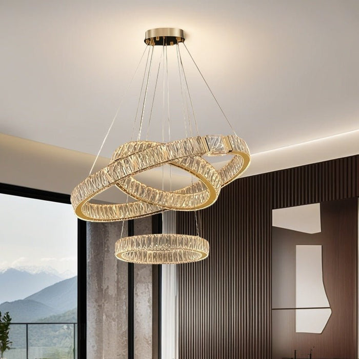 BAMDECOR C3319 Modern Crystal Chandeliers Lighting Fixtures Contemporary Round Chandelier Lighting Fixtures Crystal Pendant Ceiling Lights(Gold - 80+60+40cm) - Amazingooh Wholesale