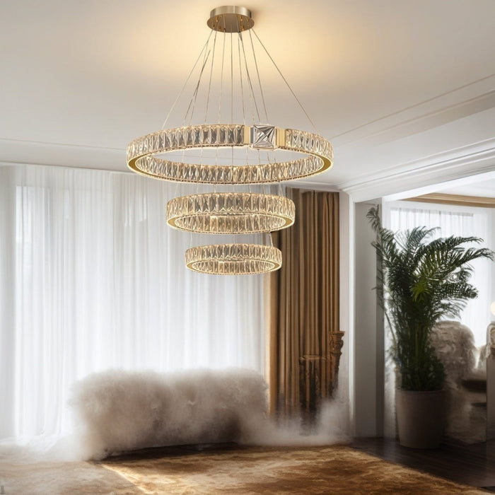 BAMDECOR C3319 Modern Crystal Chandeliers Lighting Fixtures Contemporary Round Chandelier Lighting Fixtures Crystal Pendant Ceiling Lights(Gold - 80+60+40cm) - Amazingooh Wholesale