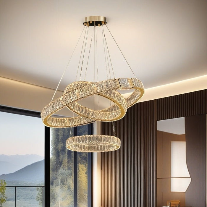BAMDECOR C3319 Modern Crystal Chandeliers Lighting Fixtures Contemporary Round Chandelier Lighting Fixtures Crystal Pendant Ceiling Lights(Gold - 80+60+40cm) - Amazingooh Wholesale