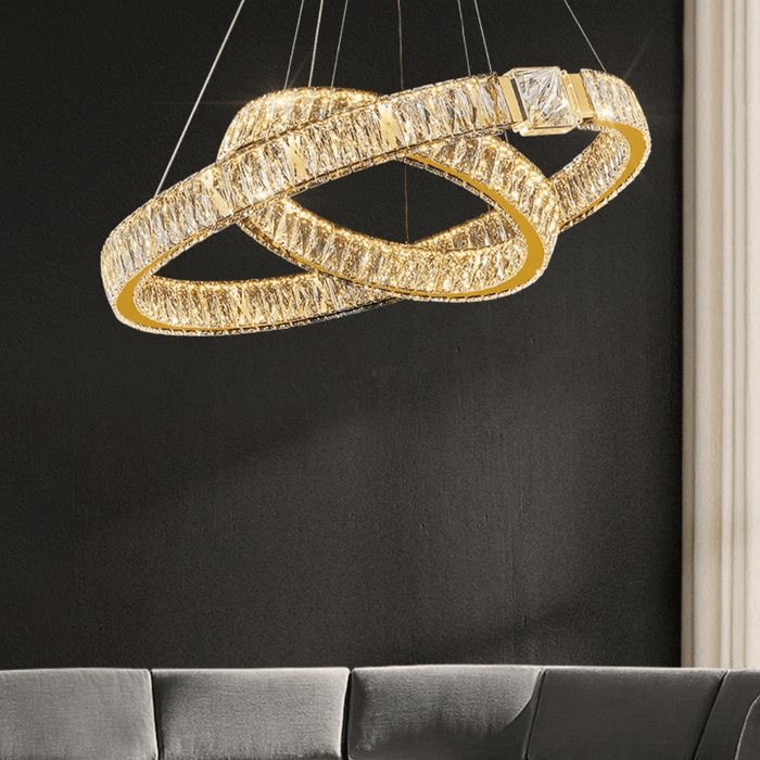 BAMDECOR C3319 Modern Crystal Chandeliers Lighting Fixtures Contemporary Round Chandelier Lighting Fixtures Crystal Pendant Ceiling Lights(Gold - 80+60cm) - Amazingooh Wholesale