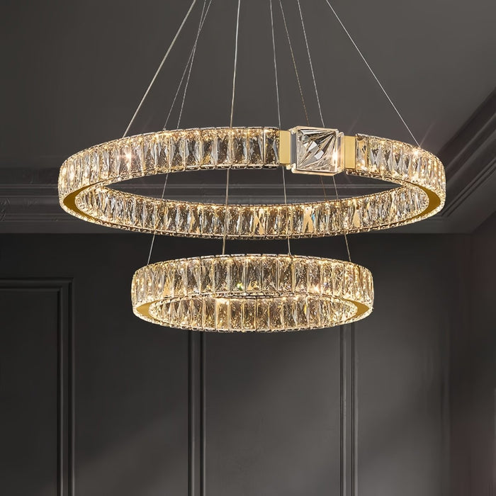 BAMDECOR C3319 Modern Crystal Chandeliers Lighting Fixtures Contemporary Round Chandelier Lighting Fixtures Crystal Pendant Ceiling Lights(Gold - 80+60cm) - Amazingooh Wholesale